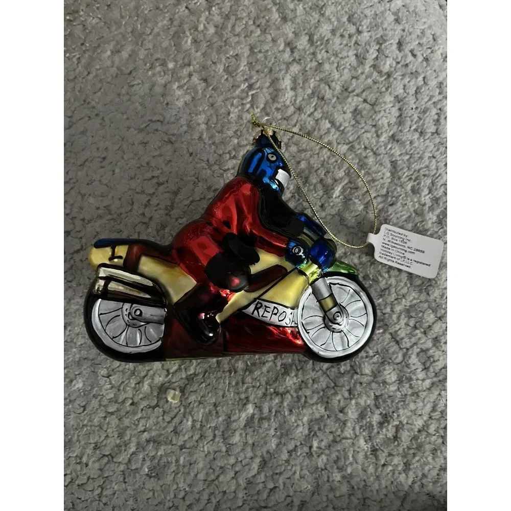 Motor Cycle Glass‎ Ornament